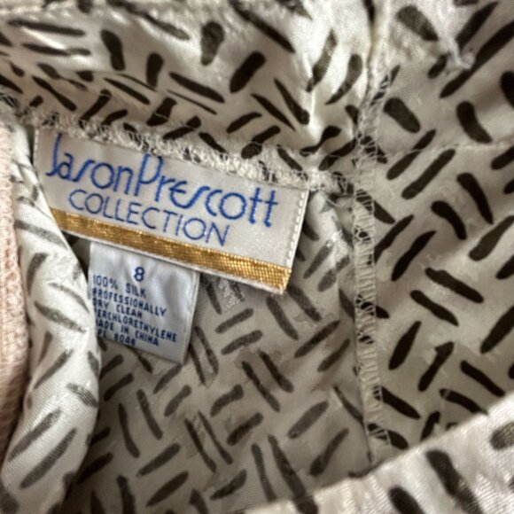 Jason Prescott Collection Womens Long Sleeve 100% Silk Blouse Size 8 White/Black - Picture 3 of 6